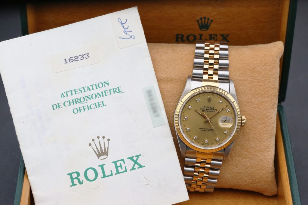 Rolex Datejust Champagne Diamond Dial 16233 36mm 1988