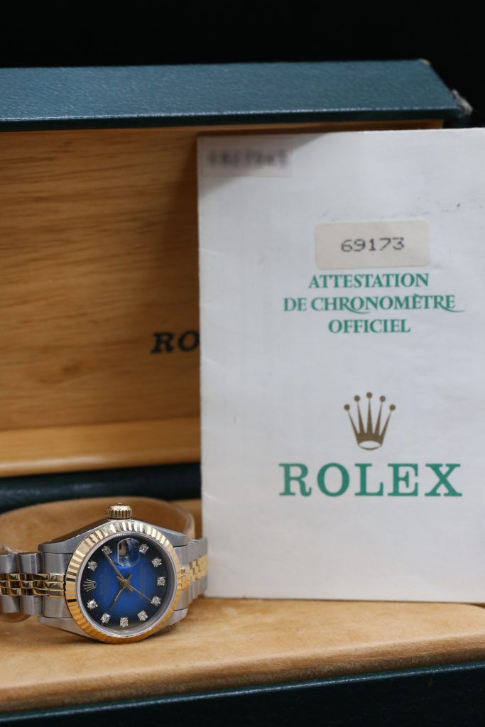 Rolex 69173 Blue Vignette Diamond DATEJUST 26mm 1992