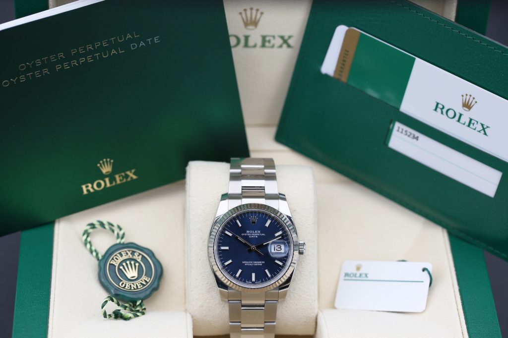 Rolex 115234 Blue OYSTER PERPETUAL DATE 34mm 2019